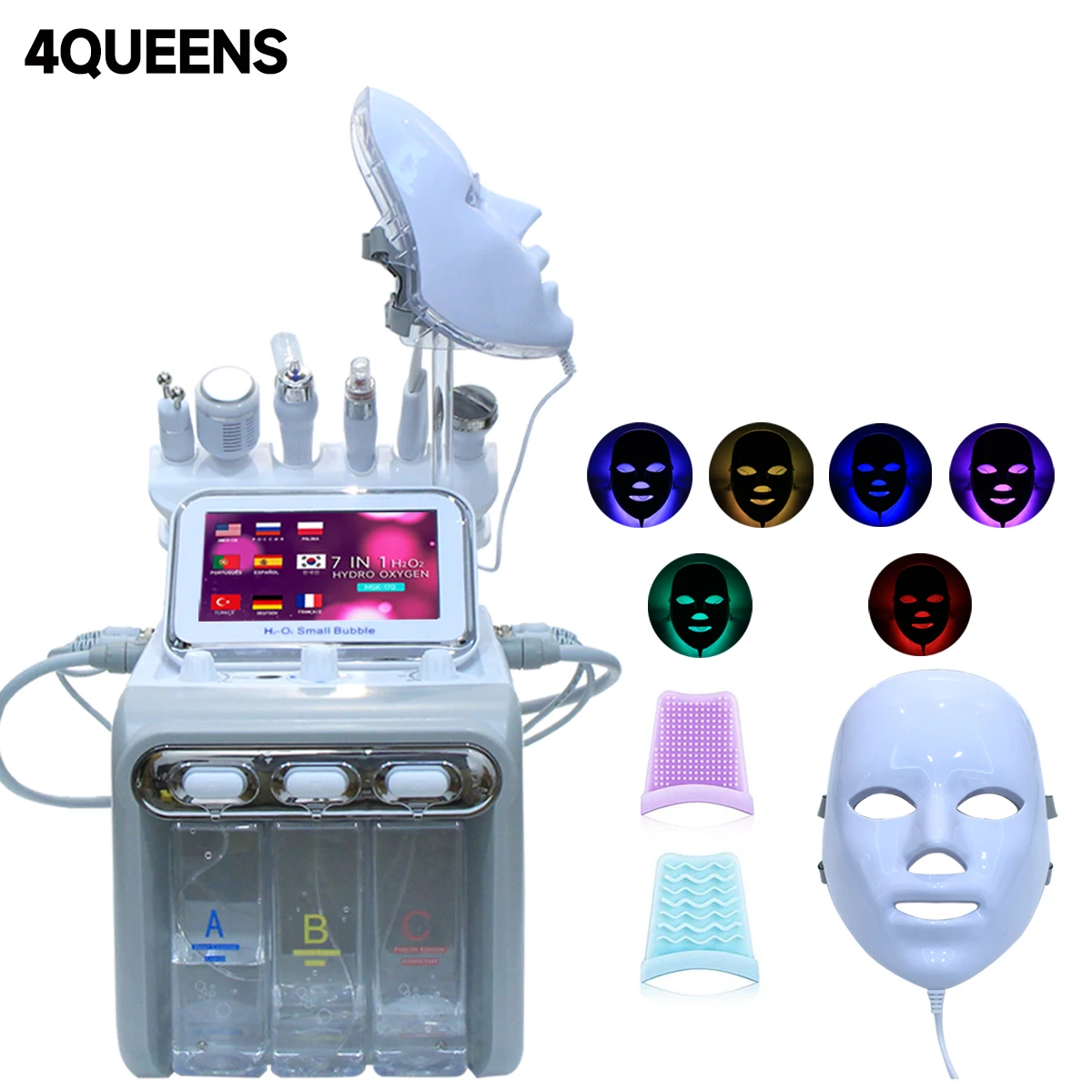 4QUEENS 7 IN 1 Aqua Peeling Device Face Skin Care Massage Bubble Machine RF Spa Dermabrasion Beauty Health Device