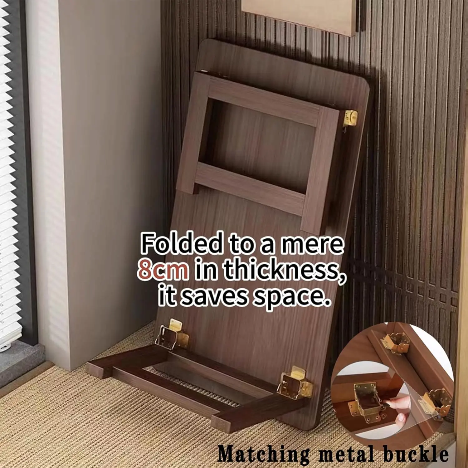 طاولة قهوة يابانية قابلة للطي مقاس 39.4 × 19.7 × 13.8 بوصة - طاولة محمولة من الخيزران والخشب الصلب، #6