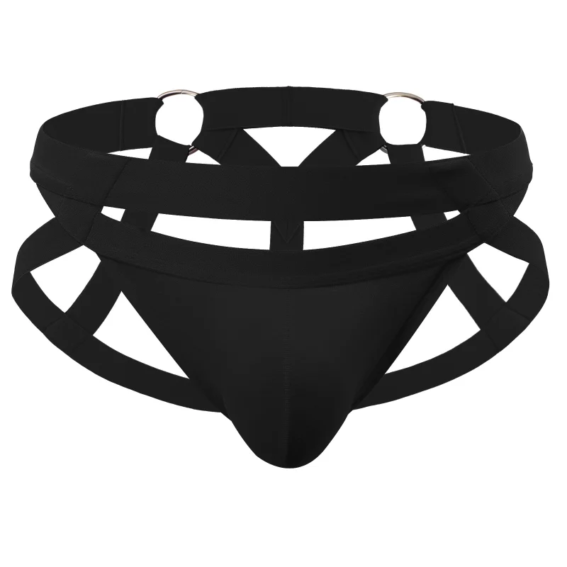 Men Sexy Thongs And G Strings Steel Ring Hollow U Convex Pouch Lingerie Underpants Enhance T-Back Jockstrap Bikini Tanga Hombre