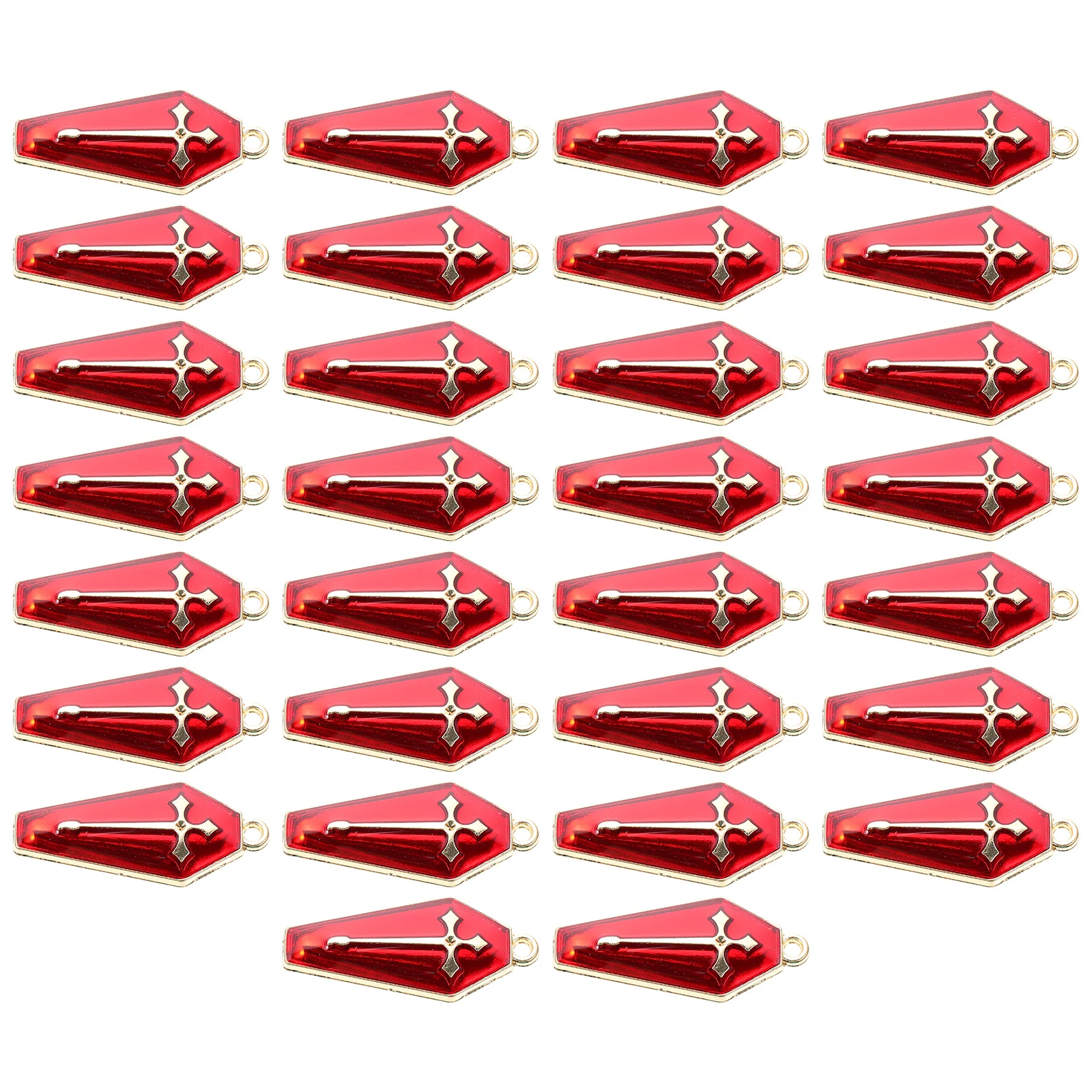

30pcs Halloween Alloy Charms Coffin Design Keychain Pendants Diy Bracelet Earring Necklace Making Supplies Jewelry Accessories