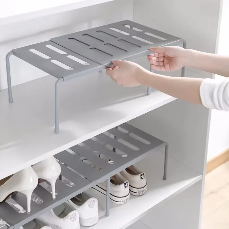 Retractable Kitchen Shelf Layered Shoe Rack Space Saving Shelf Telescopic Storage Rack Household Kitchen Cabinet Organizer Rack