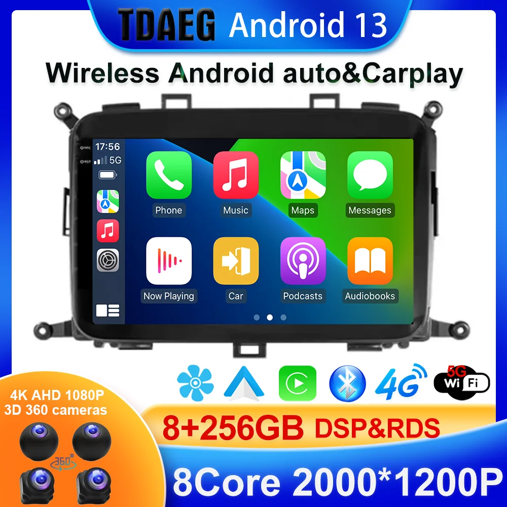 Android 13カーラジオ,DVD,GPSナビゲーション,メディアプレーヤー,ステレオ,CPU,WiFi 5G,BT 3 III, 2013-2019,起亜カーレン用