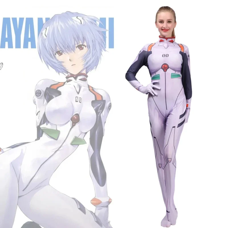 Ayanami Rei Peluca De Anime Bodysuit Halloween Cosplay Costume Children Adults Women Jumpsuits Wig Hair Clips Clothing