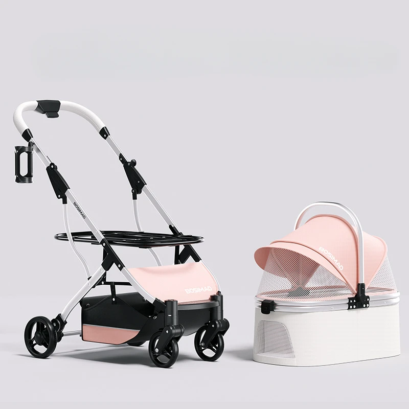 Lightweight foldable pet stroller Pet outing stroller Detachable cat stroller  pet basket Lightweight and breathable dag car