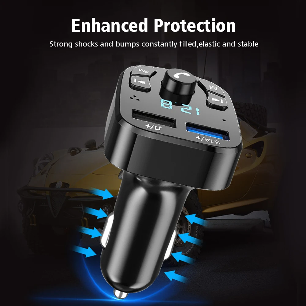 Dual USB Car Charger Fast Charger MP3 Music Player Car Bluetooth 5.0 FM Transmitter Wireless Car kit Handfree Audio Receiver
