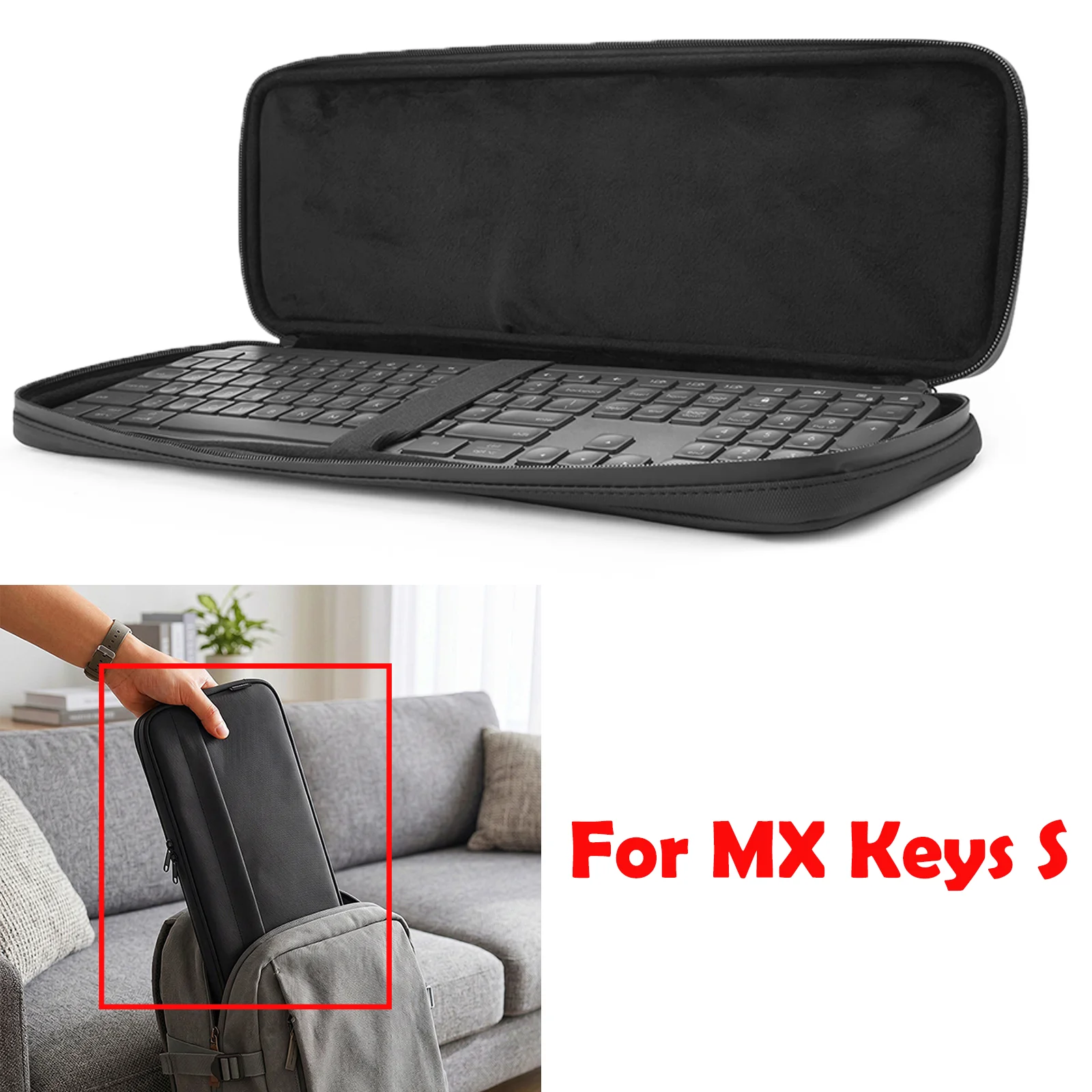 For MX Keys S Storage Pouch Keyboard Carrying Case Shock-Absorbing Protective Pouch Accessories