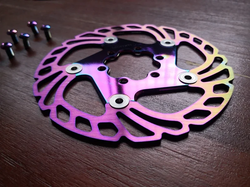 New road Mountain bike brake rotor Strong heat dissipation floating rotor 140/160/180/203mm MTB disc brake pad Rainbow colors