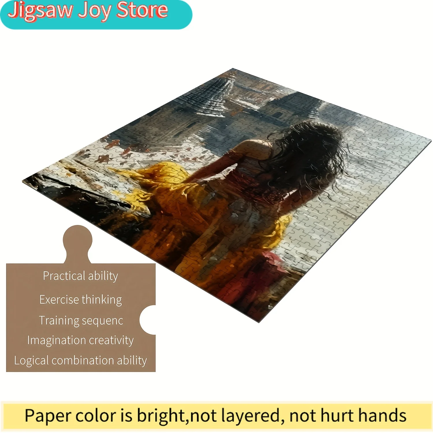 

Пазл из 1000 деталей для всей семьи - Сцена с спокойной женщиной, деревянный набор для творчества с устойчивыми к царапинам элементами, портативный, интерактивный