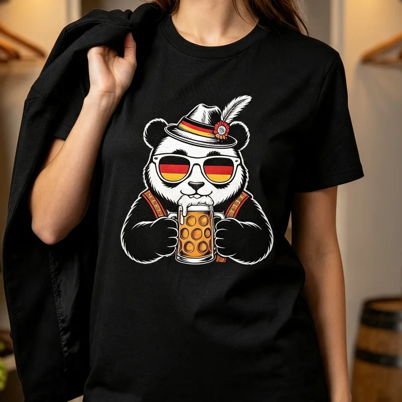 Panda Beer Festival Funny Panda Beer Mug Graphic T Shirt Oktoberfest Cotton Tee Casual Streetwear Panda Beer Lovers Men Women