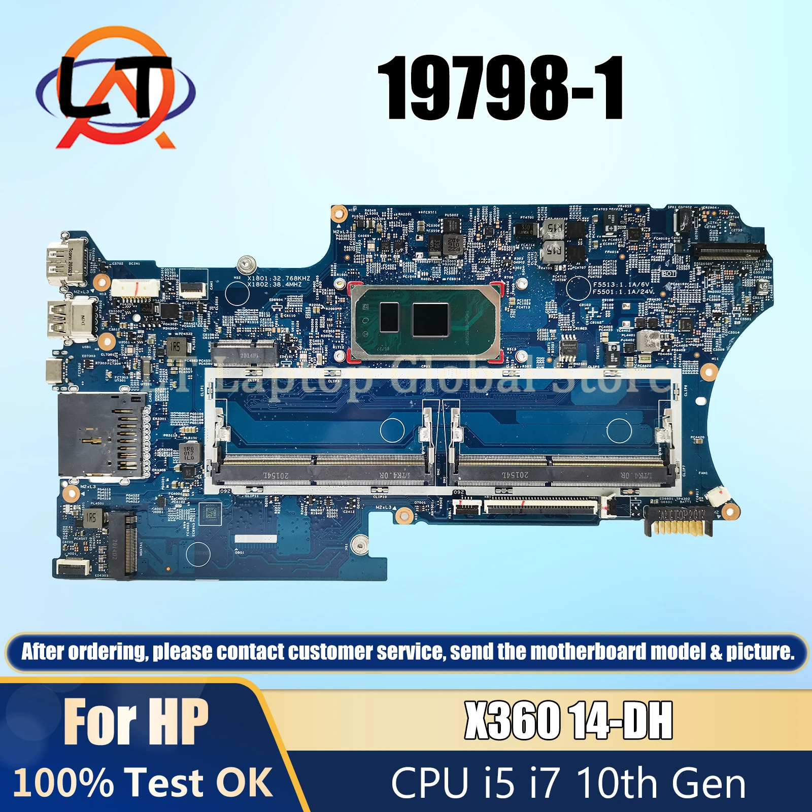 

19798-1 Mainboard For HP X360 14-DH L87921-001 L87921-601 L87921-501 Laptop Motherboard With I5 I7 10th CPU Full tested