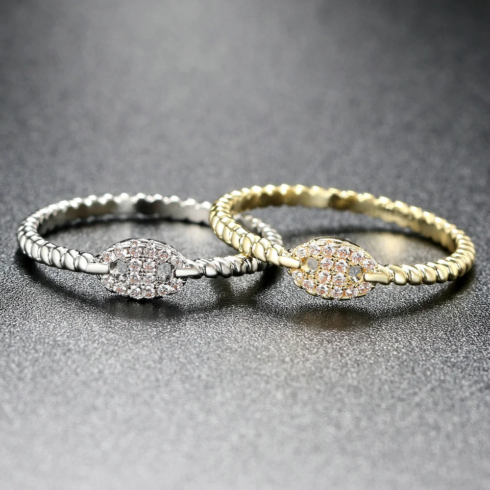 Twisted Ring for Women Trendy Micro Inlaid Zircon Gold Color Midi Button Stacking Dainty Rings Finger Accessories Jewelry R735 - view 4