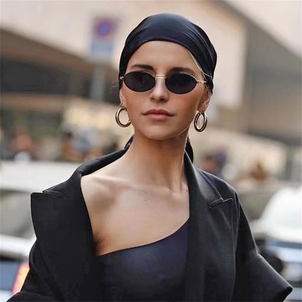 MUTYNE Lunettes De Soleil Ovales Sans Monture Femme Vintage Dégradé Marron UV400 Luxe