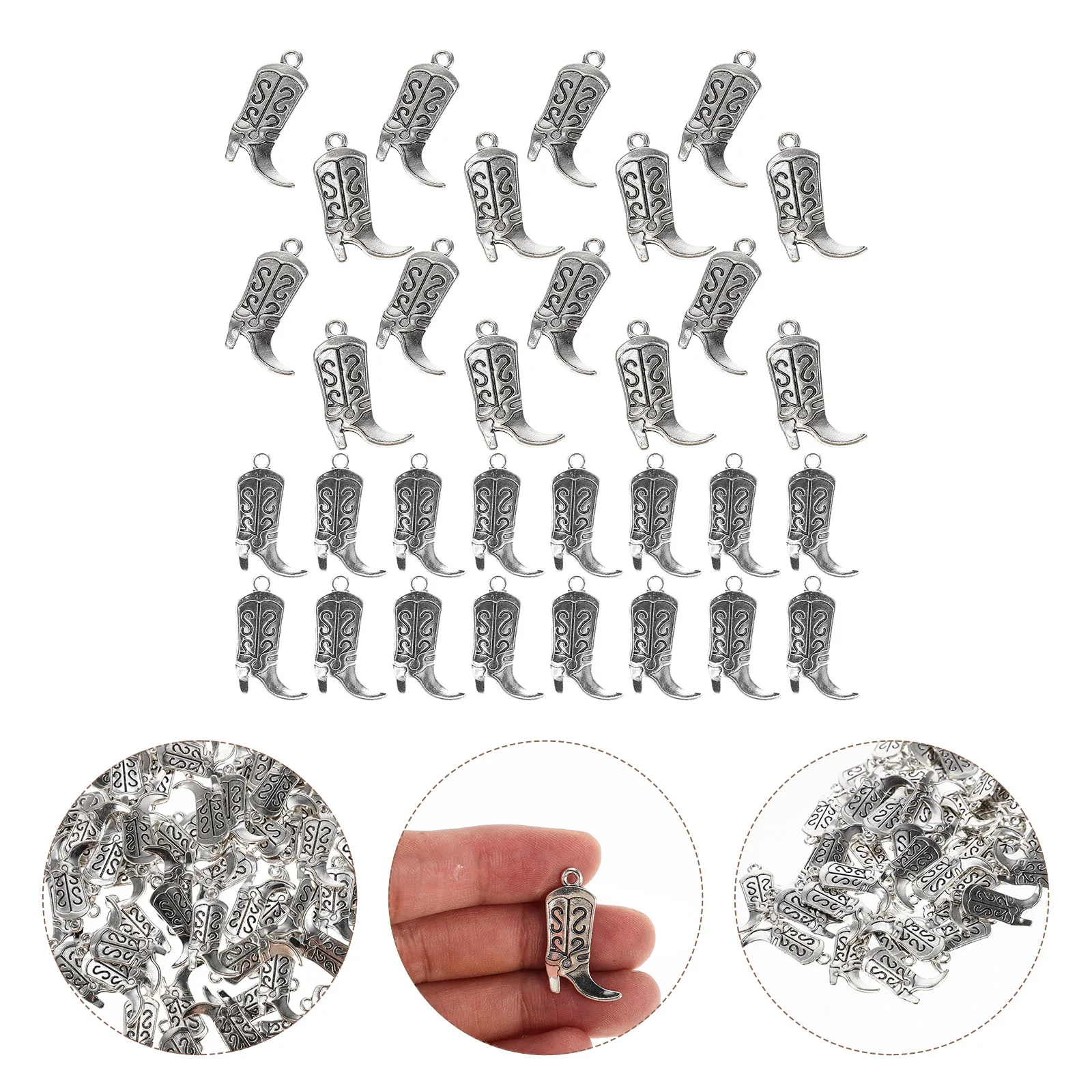 

100pcs Alloy Jewelry Charms Boot Design Key Pendant Craft Supplies for Necklaces Bracelets Adorable Unique Boot