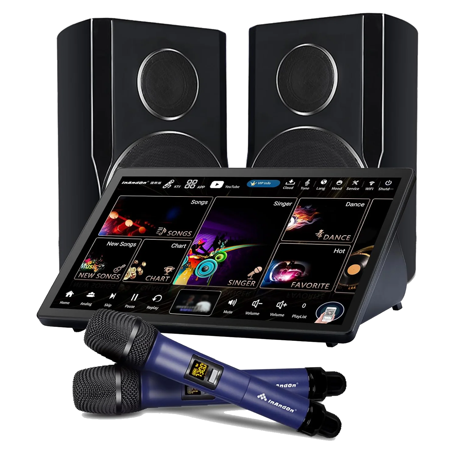 

InAndOn KD9MAX 5in1 Karaoke Machine with Speakers+Karaoke System +15.6'' Touchscreen +Mixer +2 Wireless Mics