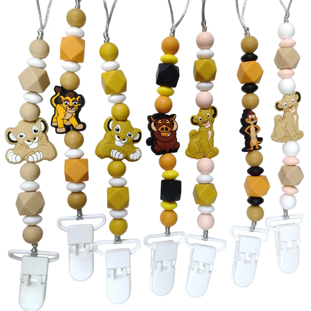 

1 шт., силиконовая бусина ручной работы, король льва, simba Pumbaa Timon, детская цепочка для соски, зажимы, держатель для сосков, цепочка