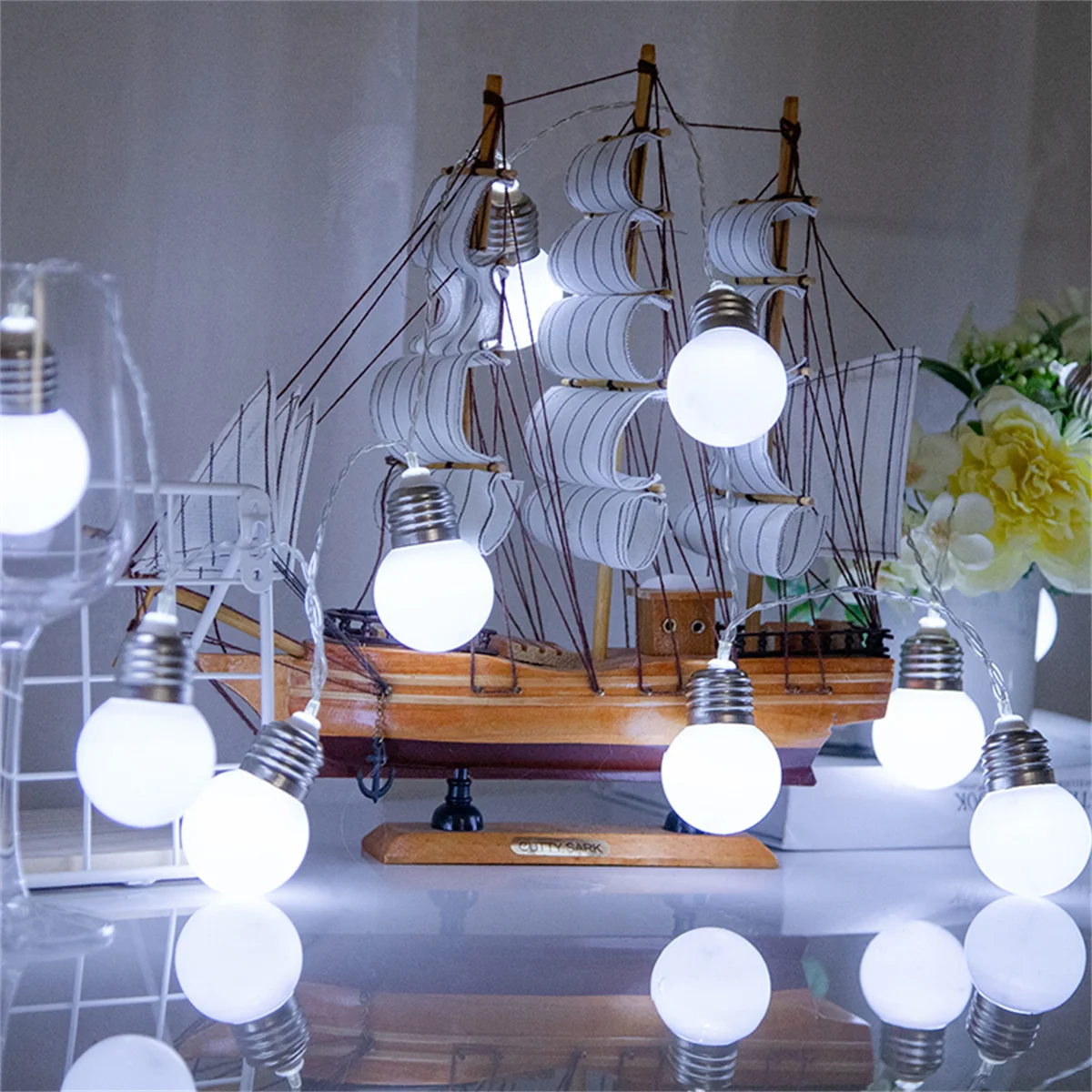 LED Threaded Light Bulb String Outdoor Camping Tent Decoration Retro Atmosphere Simulation Light Bulb Holiday Party Decoration