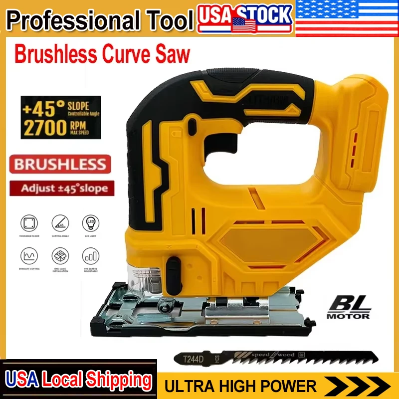 

Подходит для Dewalt, 2700 об/мин, бесщеточная кривая пила, 18 В, аккумуляторная электрическая лобзик, портативный многофункциональный регулируемый деревообрабатывающий электроинструмент