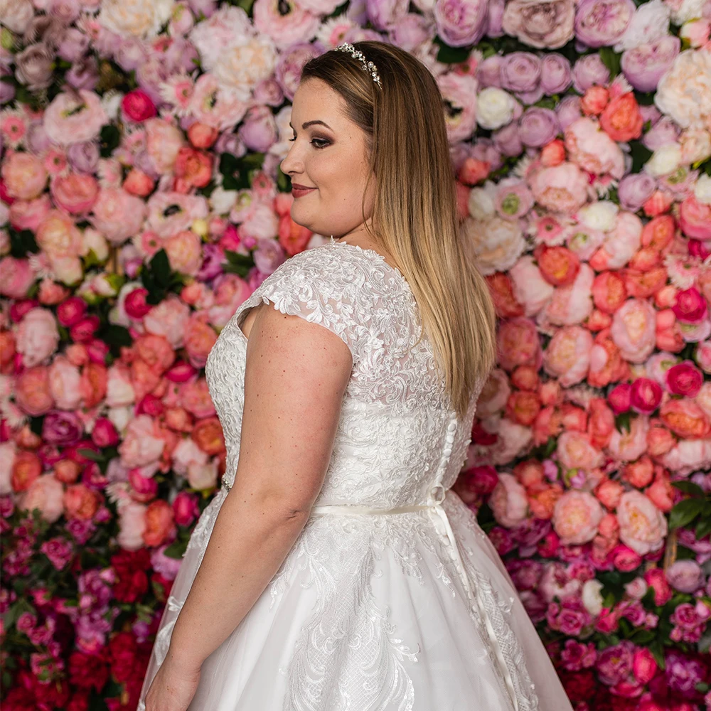 Charmante Strapless Trouwjurken Voor Vrouwen Plus Size Bruidsjurken Korte Mouwen Vestidos De Novia 2024 Zomer Zachte Tule Nieuw