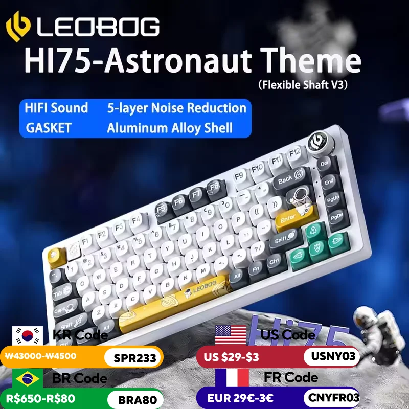 LEOBOG HI75 Knob Wired Custom Mechanical Keyboard/Barebone Kit Gasket Aluminum RGB Backlit 81 Keys Hot-Swap Gaming Keyboard