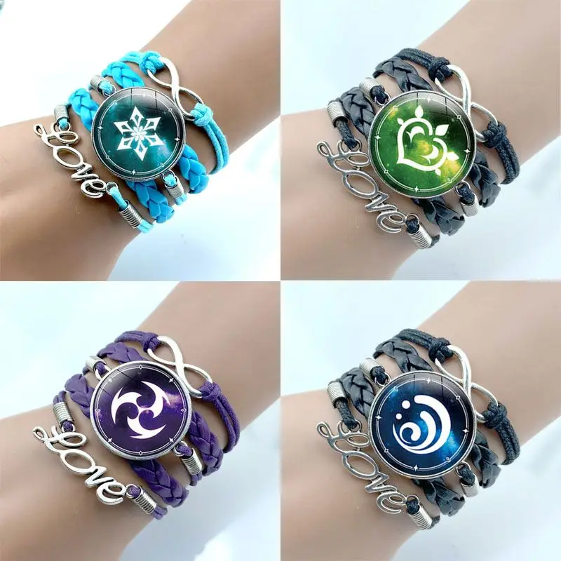 جينشين تأثير تأثيري سوار أنيمي 7 عناصر الحياكة اليدوية أساور عاشق هدايا عيد الميلاد #1