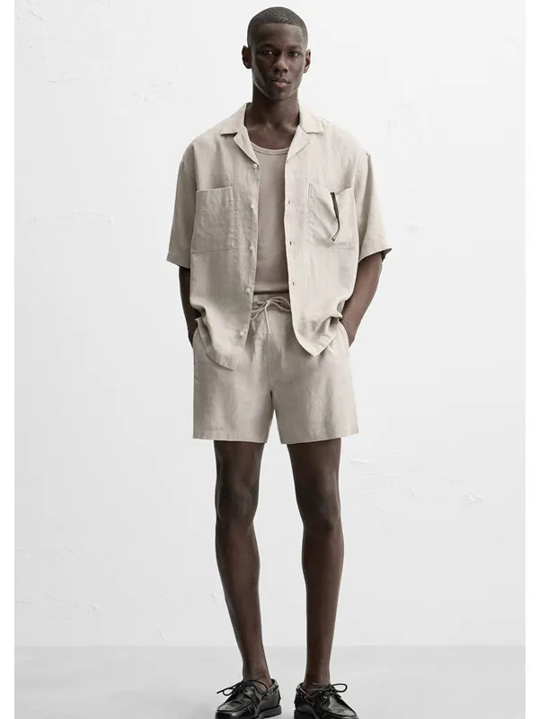 

Мужская повседневная рубашка свободного кроя с коротким рукавом из смесового льна, дышащая, молодежная, модная, летняя новинка, на пуговицах, из хлопка и льна