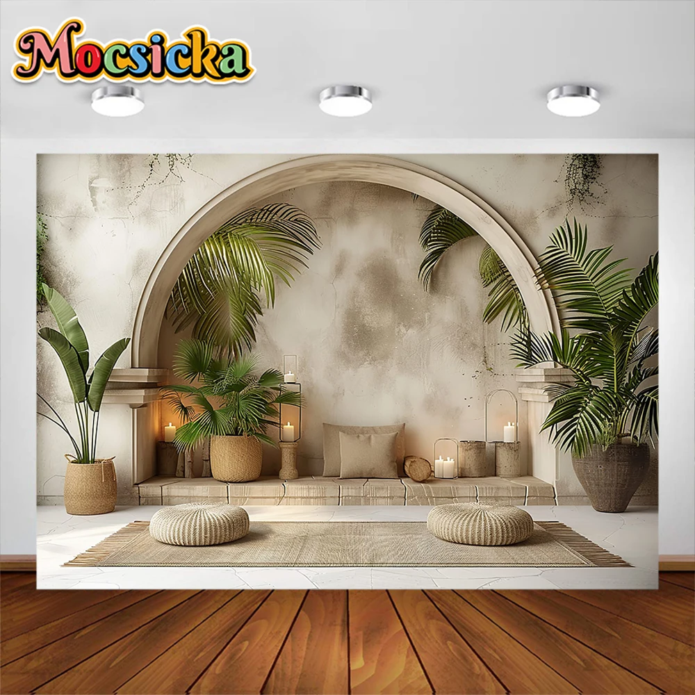 Mocsicka Newborn Photography Background Palm Oasis Arch Party Decoration Adult Pregnant Baby Portrait Studio Props Banner
