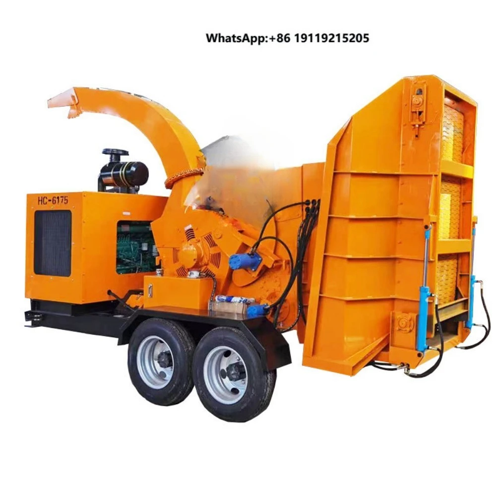 Tractor Mounted 6145 6175 Drum Wood Chipper 100HP 90KW Big Engine Industrial Tree Branch Hydraulic Wood Chipper Machine