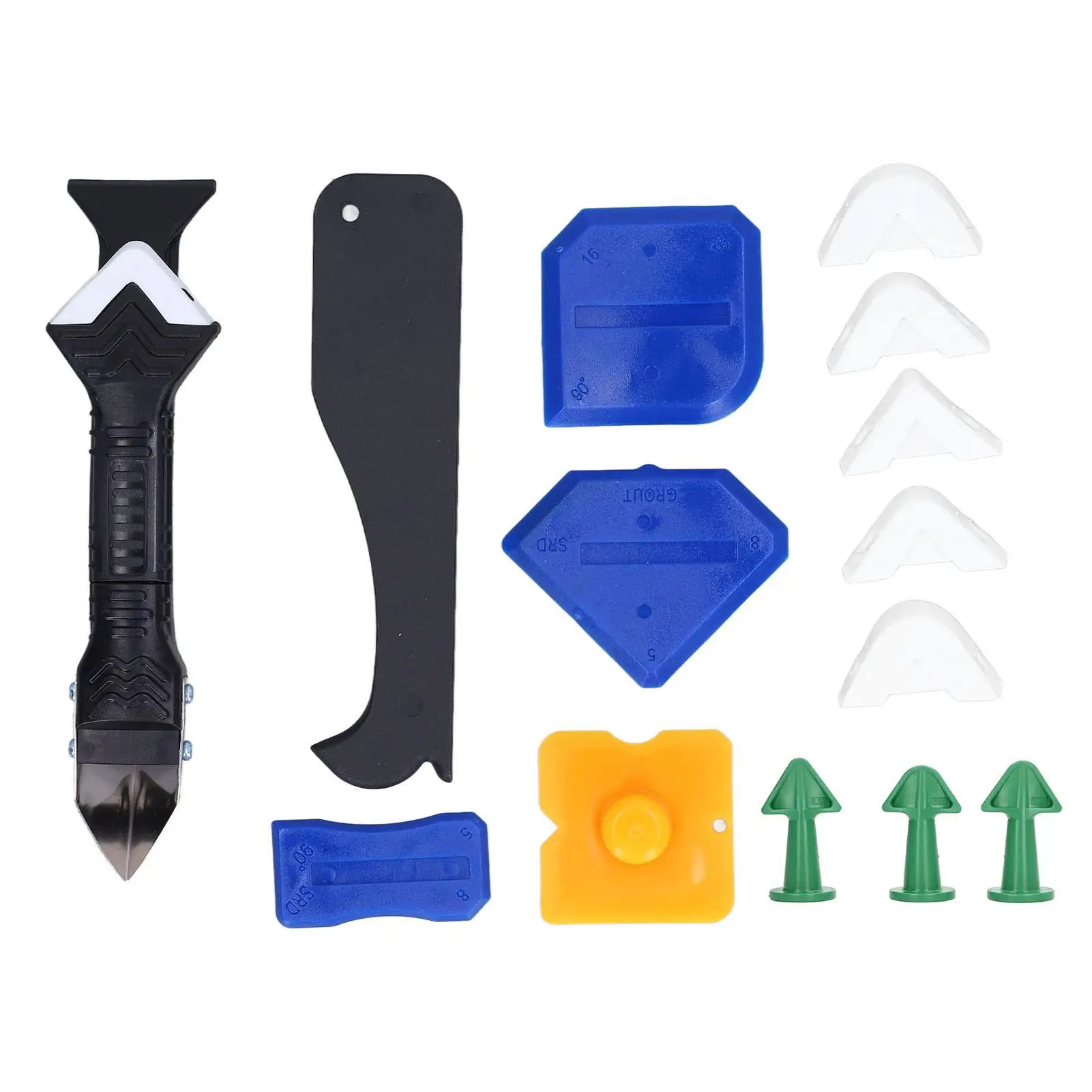 

Silicone Caulking Tool Kit - Hand Tool Set for Sealant Finishing, Caulk Removal & Grout Scraper with Drill Bits