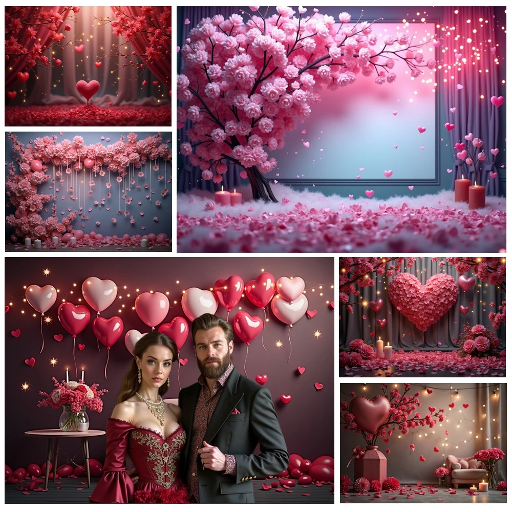 

MOON.QG Valentines February 14 Photo Background Rose Heart Glitter Light Backdrop Birthday Couple Portrait Photobooth Photozone
