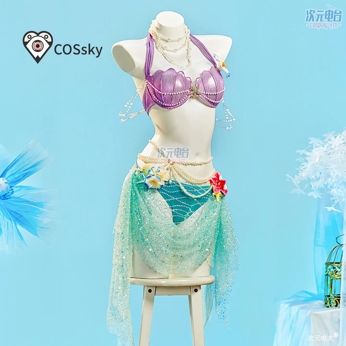 

Mermaid Swimsuit Summer Beach Swimwear Cosplay Anime Game women sexy strapless dress Halloween party beach uniform