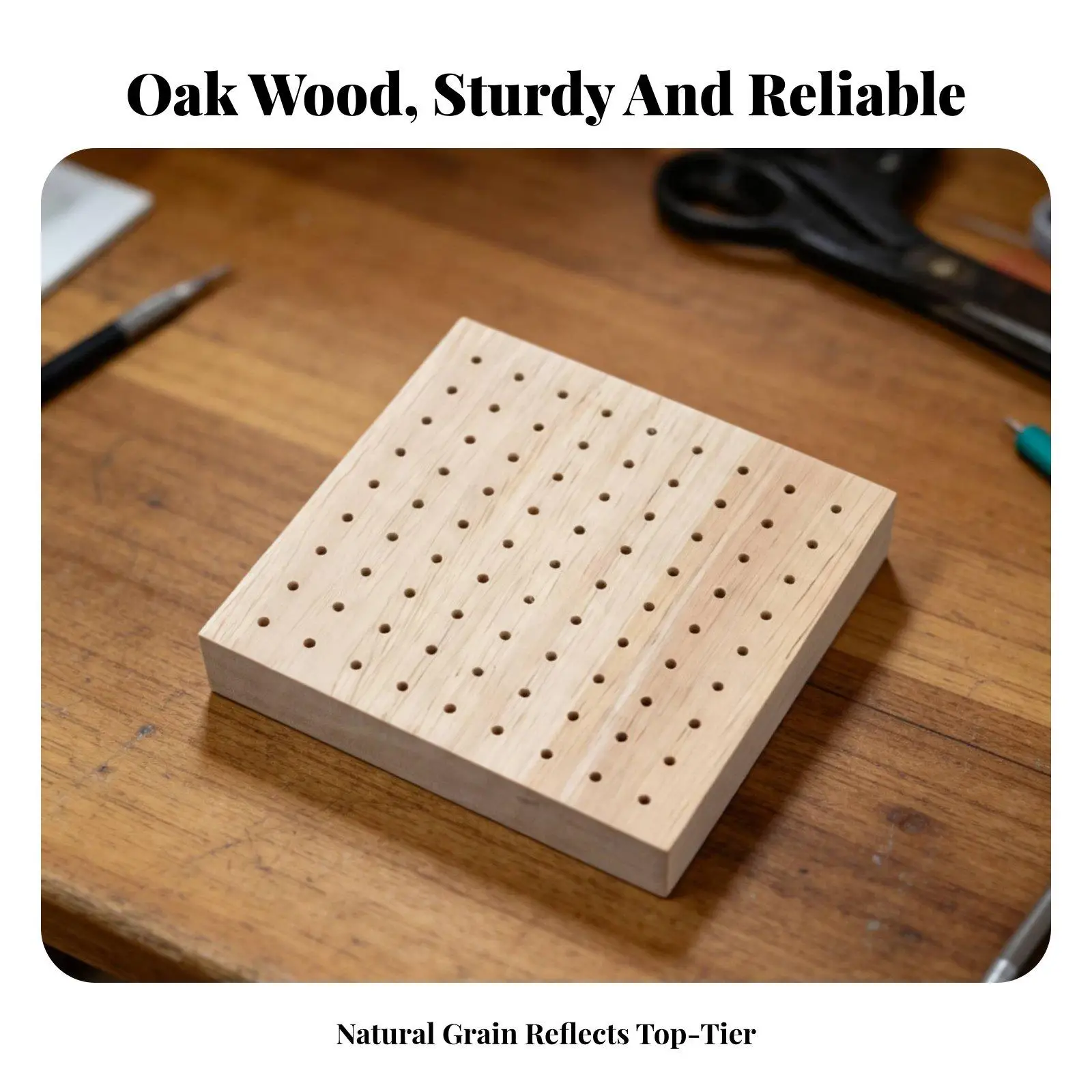 Clay And Wood Modeling Support (2 Pieces), Perforated Oak Panel with Ventilation Grid, Complete
