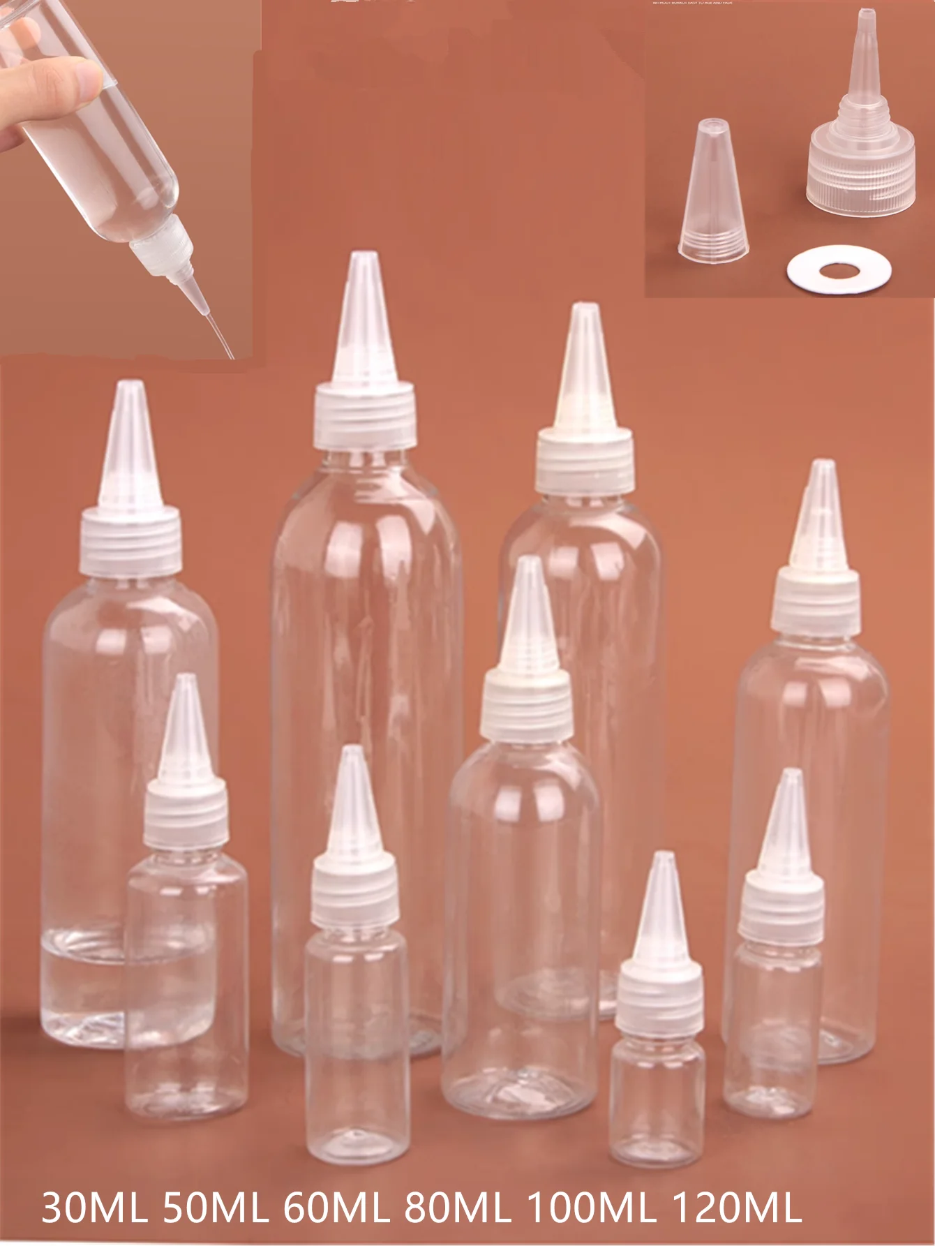 Plastic Pointed Bottle Extruded Liquid Packaging Cosmetic  Containers Travel Packaging Bottle Set Smooth Liquid