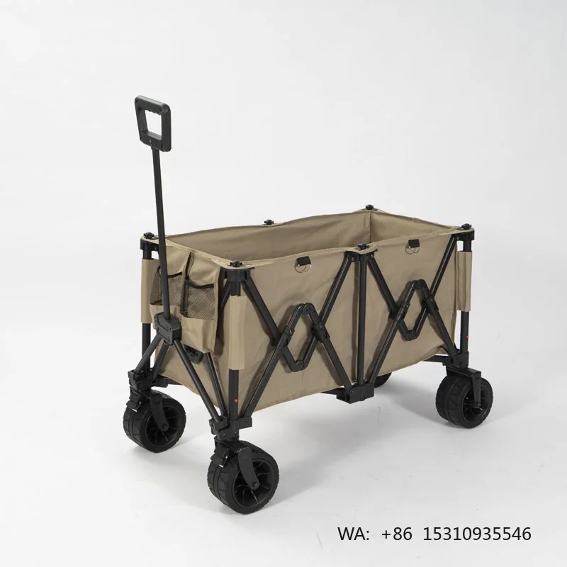 HITREE Collapsible Folding Wagon Portable Foldable Folding Garden Wagon Cart with Side Bag