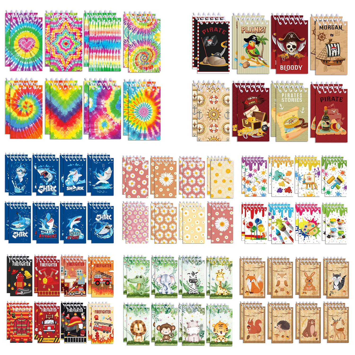 16pcs Football Mermaid Animals Mini Spiral Pocket Notebooks Memo Pad Coil Booklet Notepads For Birthday Gifts Party School Diary