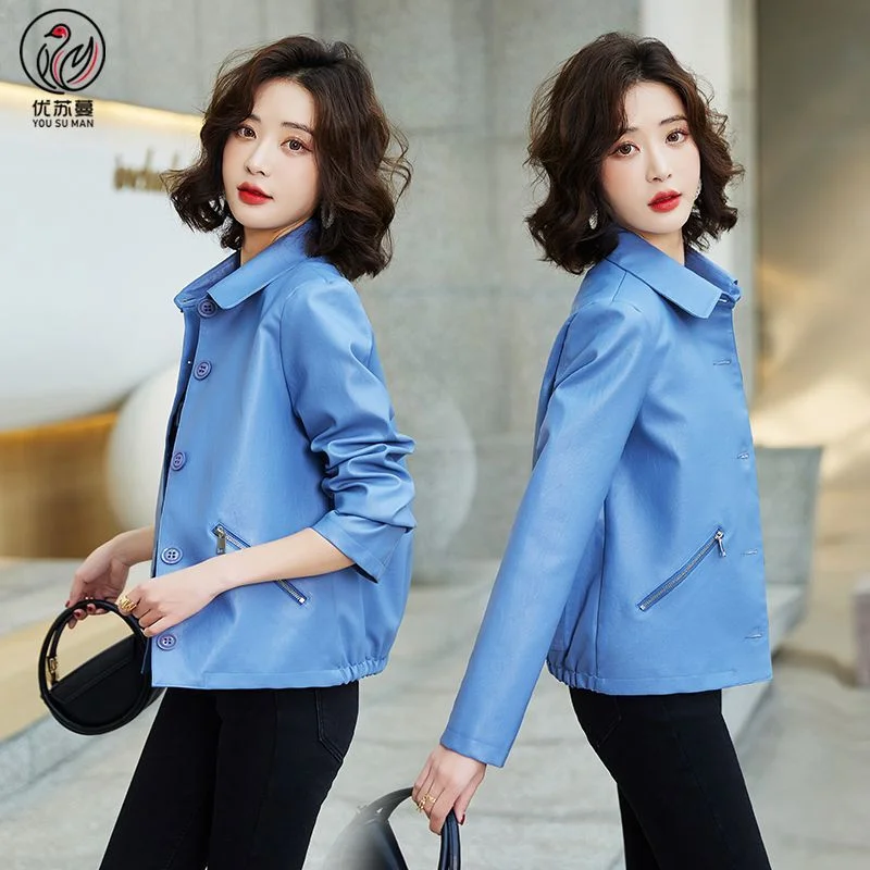 2025 Giacca in pelle da donna Primavera Autunno Moda Nuova tasca con cerniera allentata Capispalla monopetto Cappotto corto in pelle