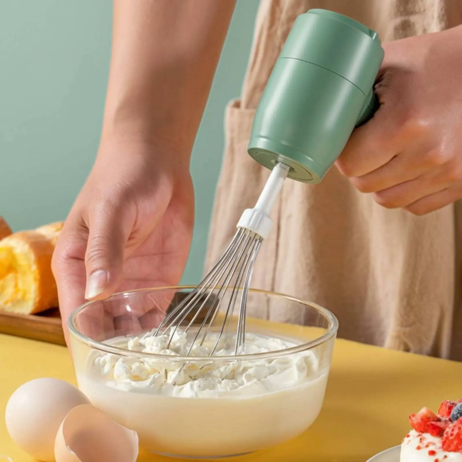 Electric Egg Whisk Whisk Portable Mini Electric Mixer Stand Base Mixer Stainless Steel Heads Handheld Egg Whisk Beater Low Noise