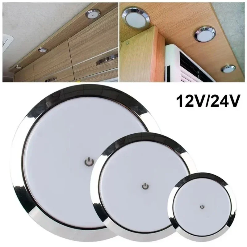 

Camper Ceiling Light 12 Volt Caravan Puck Lamp 24V Ultra Thin Round LED Downlight Panel for Dome Marine RV Interior Decor