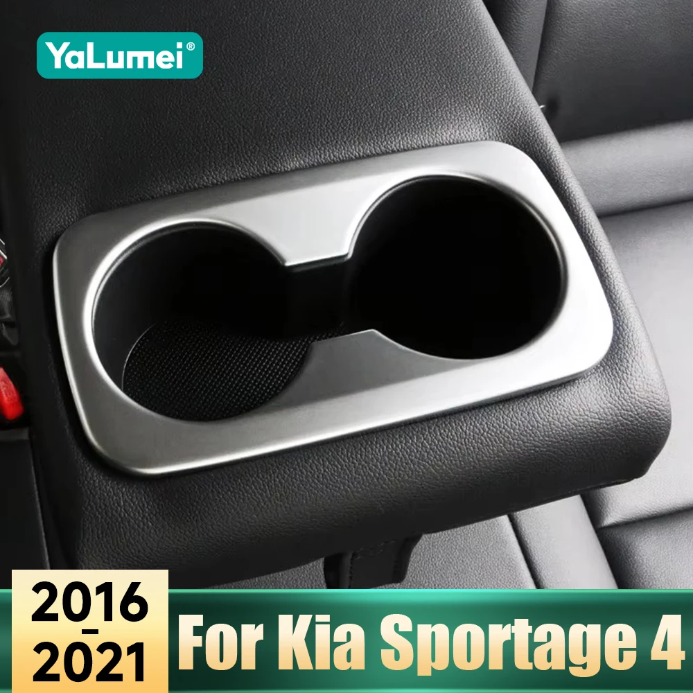 Für Kia Sportage 4 2016 2017 2018 2019 2020 2021 Auto Hinten Armlehne Box Wasser Tasse Halter Abdeckung Trim Rahmen ABS Zubehör