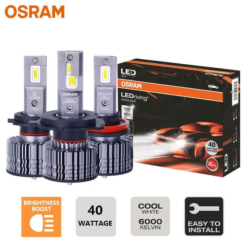 OSRAM H4 H7 H11 LED XLZ Advance 40W Super Bright Car Headlight H8 H16 HB3 HB4 9005 9006 9012 6000K White LED Car Upgarde Lamps