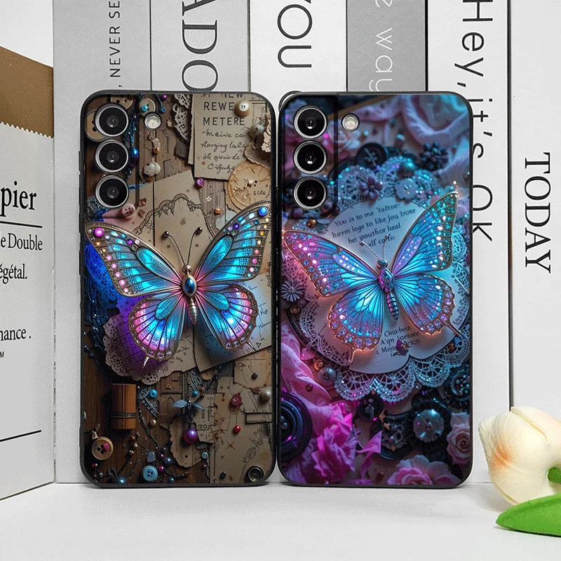 Funda de teléfono con diseño de mariposas y música artística de lujo para Honor Huawei 200 Lite 100 400 PRO 90 Magic 7 6 Lite 5 Pro, funda suave de TPU