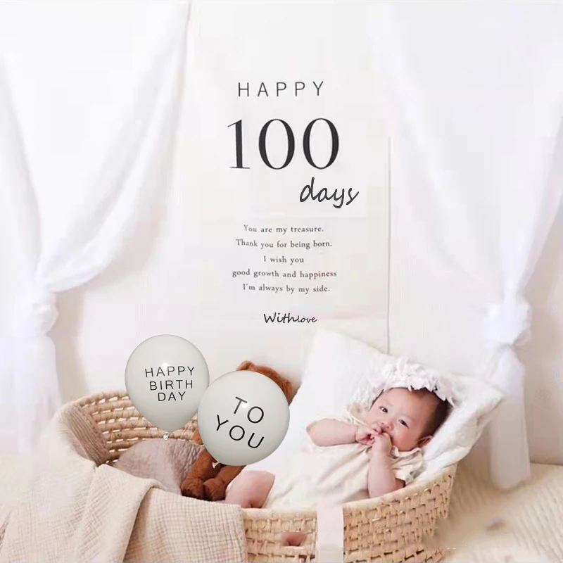 Ins Birthday Decoration Tapestry 100DAYS Happy Birthday 1st Birthday Background Cloth Children Room Hanging Wall Decor Tapestry