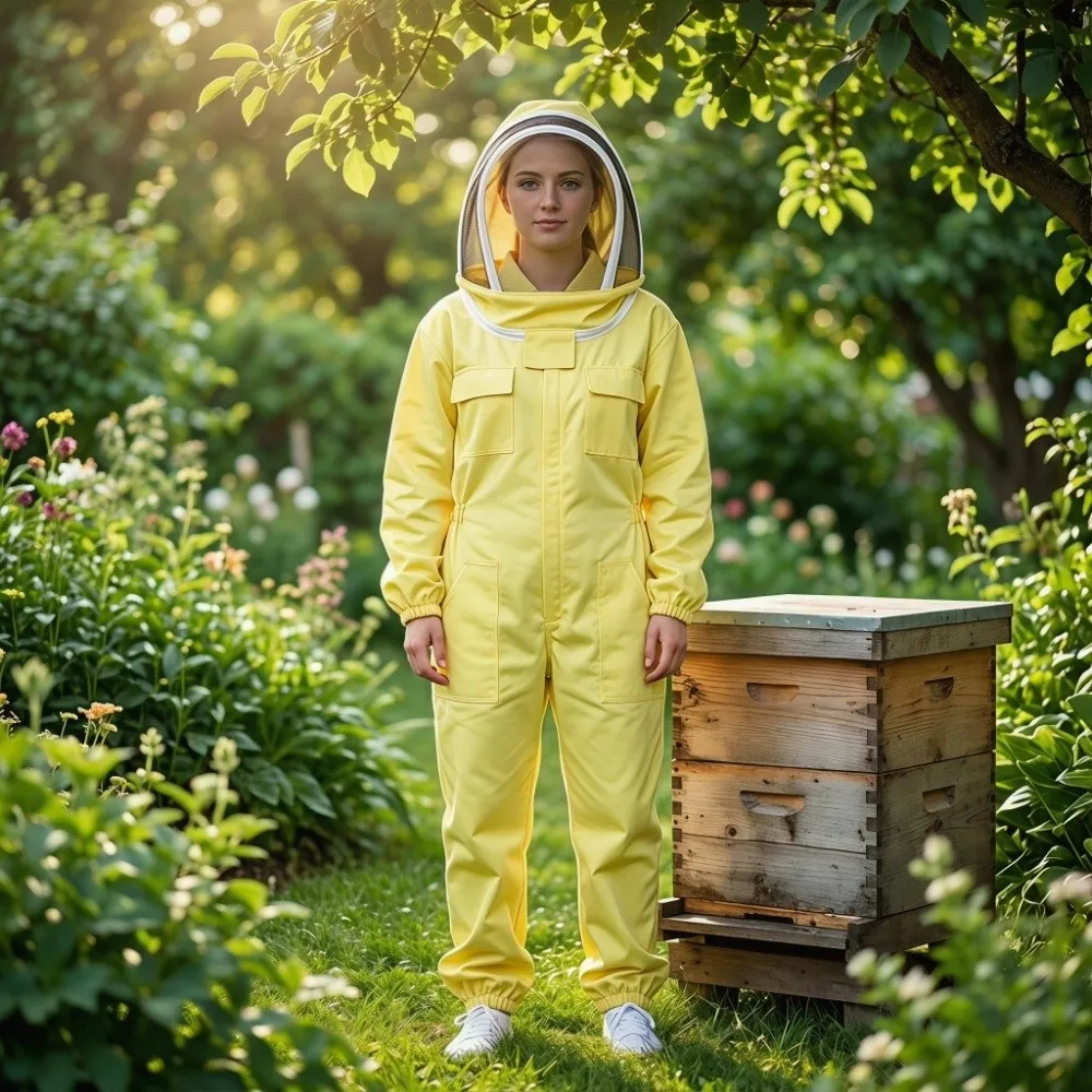 Yellow Beekeeping Suit Cotton Skin-Friendly Professional Beekeeping Suit Protective Equipment Breathable Fabric