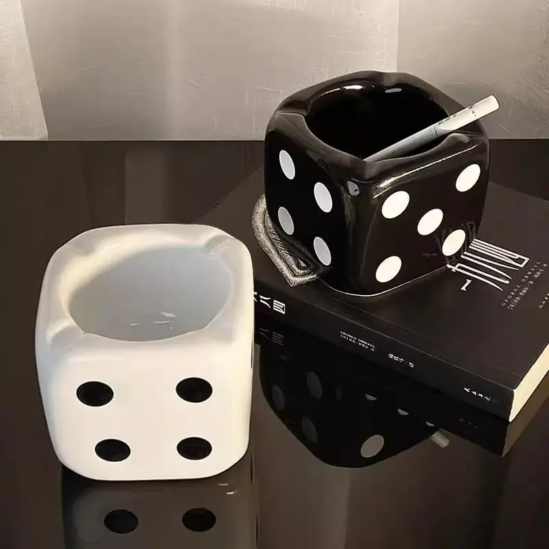 Creative Dice Ceramic Ashtray, Unique Home Decor, Trendy Living Room Gift