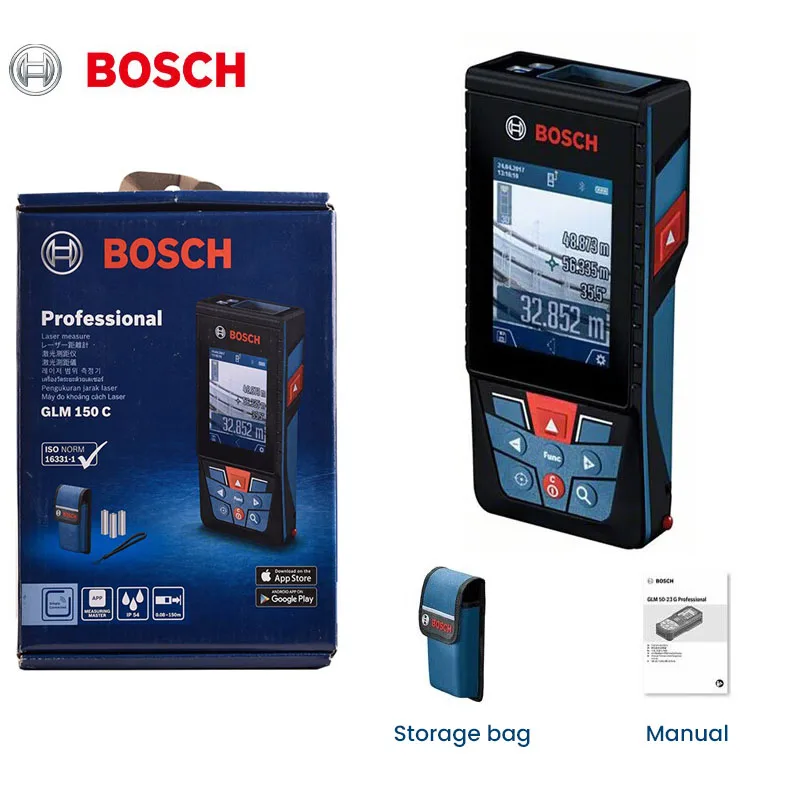 Bosch GLM 150 C Laser Rangefinder 150m Distance Real Time level Ruler Professional Measure Range with Bluetooth Connection