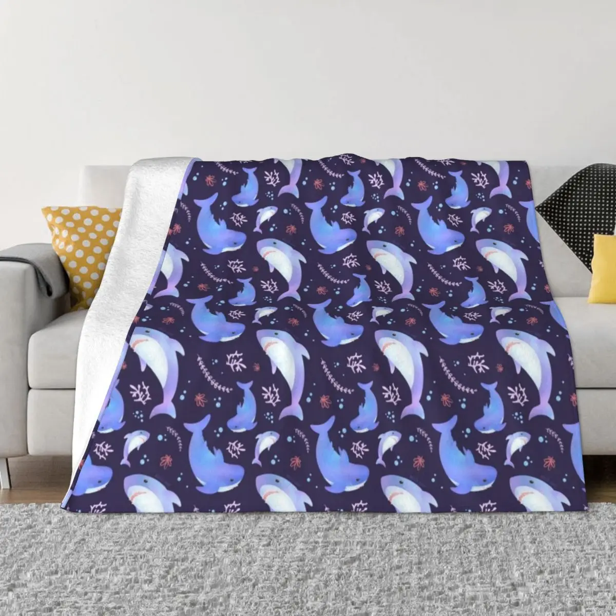 Brucie Blahaj shark under the sea pattern Throw Blanket warm winter blanket christmas blanket