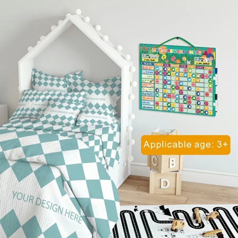 Tableau des tâches de comportement de récompense magnétique pour enfants Calendrier large magnétique avec marqueurs effaçables à sec et comportements