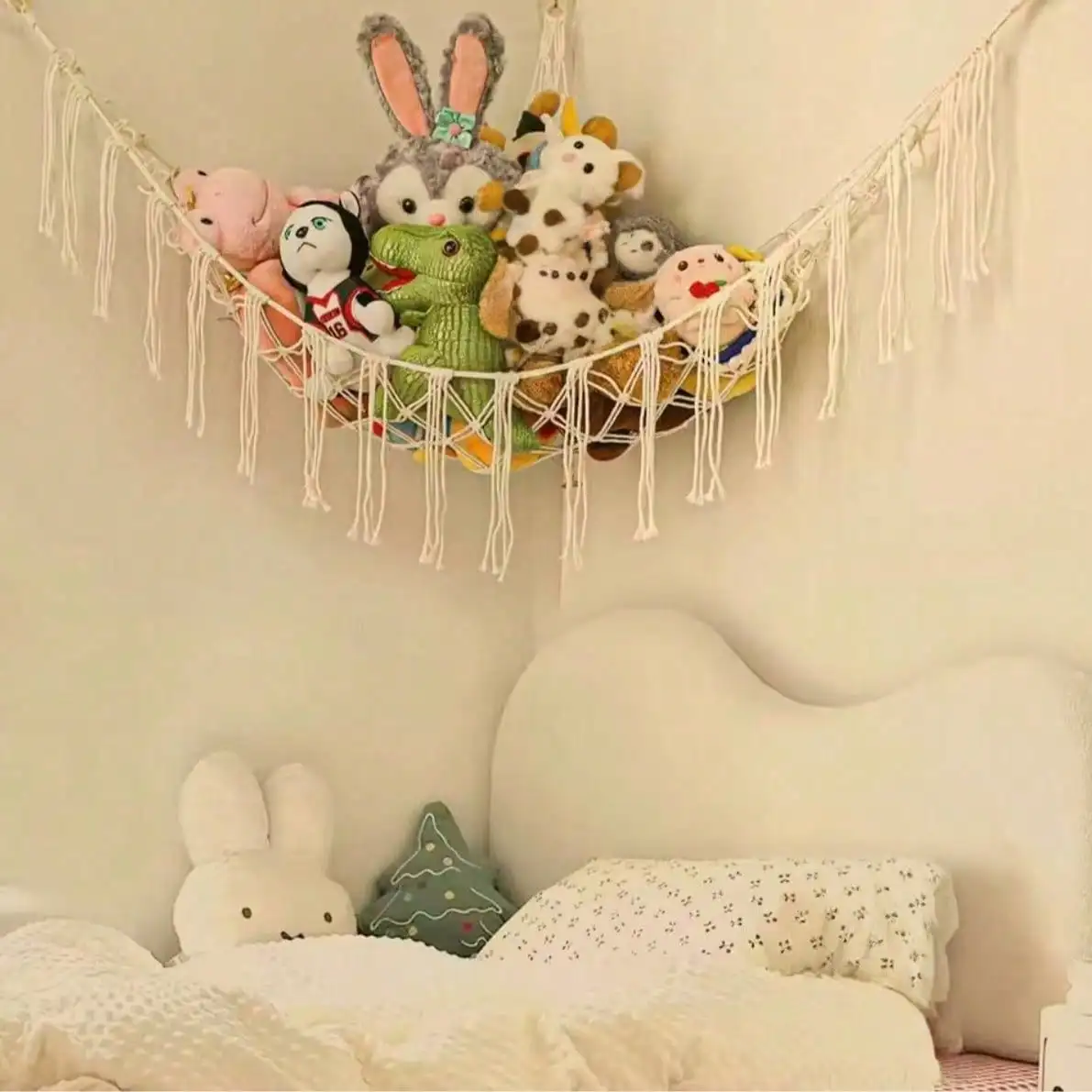 Toy Stuffed Animal Storage Hammock Net Corner Hanging Stuff Animal Organizer Holder Large Size Baby Nursery Room Decor