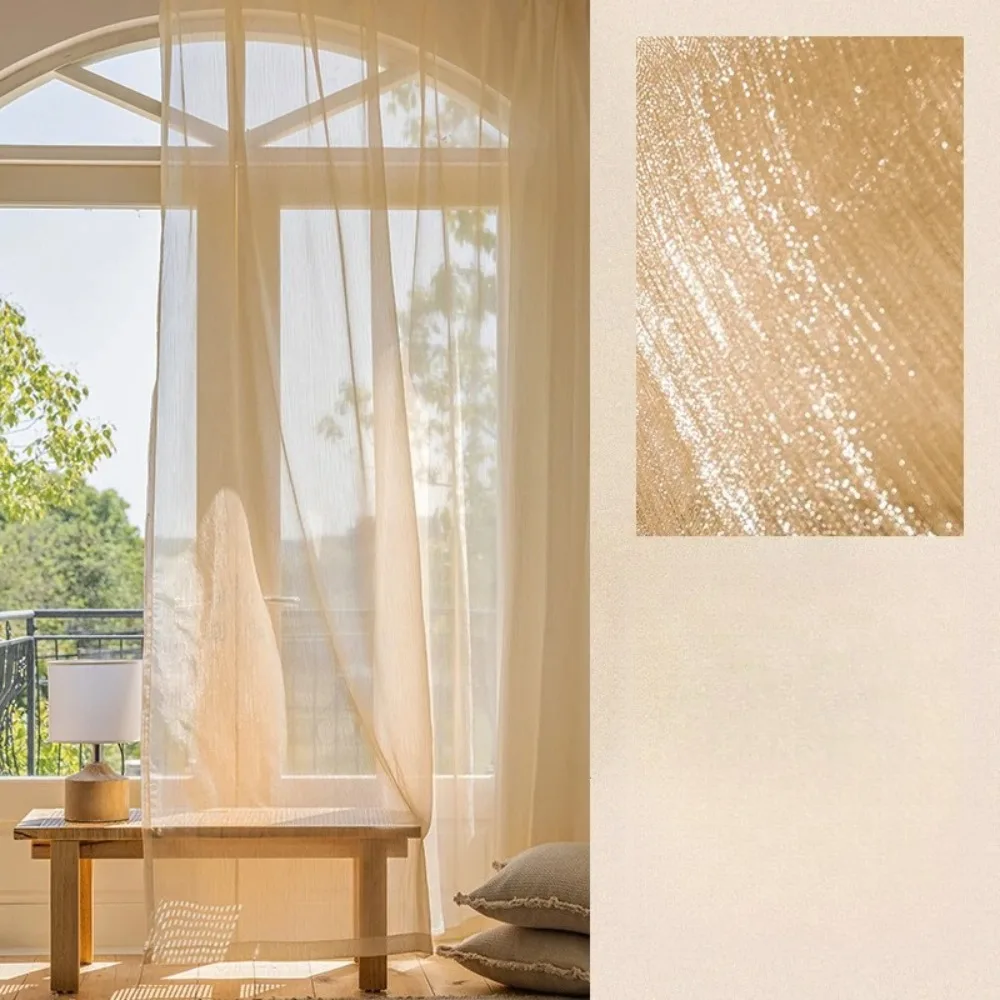 Nostalgia Sparkling French Style Tulle Curtains for Living Room Bright Streamer Voile Sheer Curtain Home Decor Customize