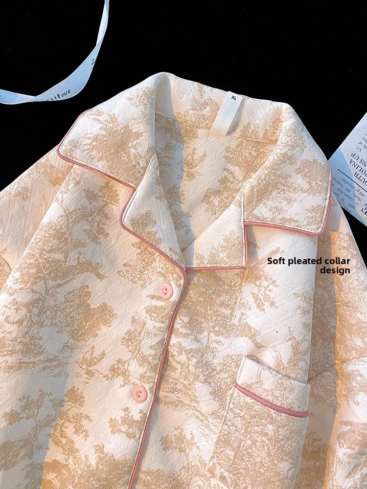 Thiened Air Cotton Spwear Set for Women Home Clothes Long Sve Sweater And Pants Sweet Sle Winter New Arrival