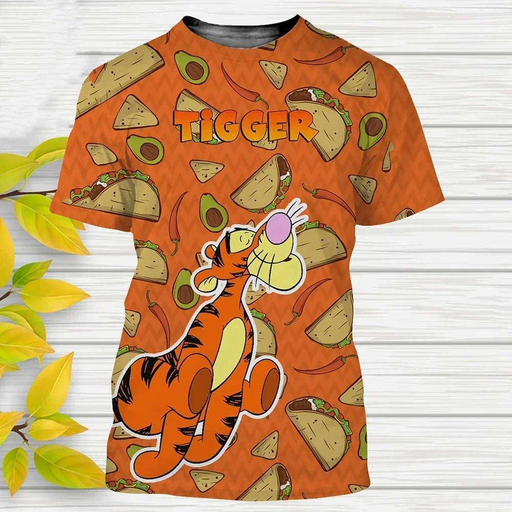 Disney Winnie The Pooh Cartoon Short Sleeve T-Shirt Men Women Casual T-Shirts Anime Tigger 3D Print Kids Tees Tops Clothing